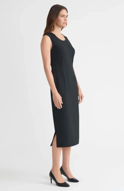 Ming Wang Stretch Deco Crepe Sheath Midi Dress In Black