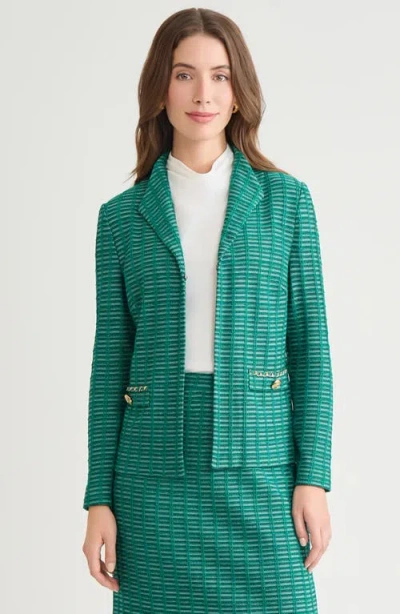 Ming Wang Heritage Chain Trim Ottoman Knit Jacket In Green