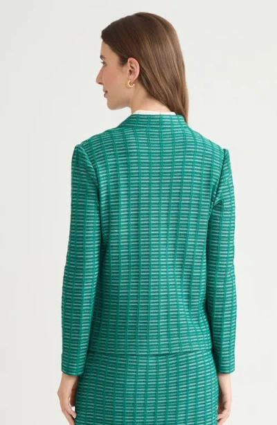 Ming Wang Heritage Chain Trim Ottoman Knit Jacket In Green