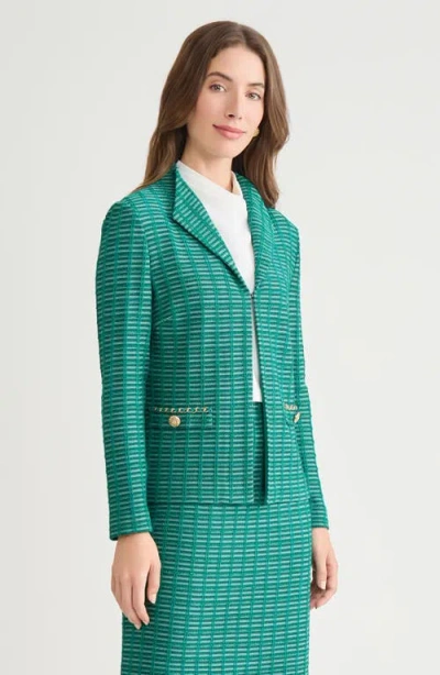 Ming Wang Heritage Chain Trim Ottoman Knit Jacket In Green