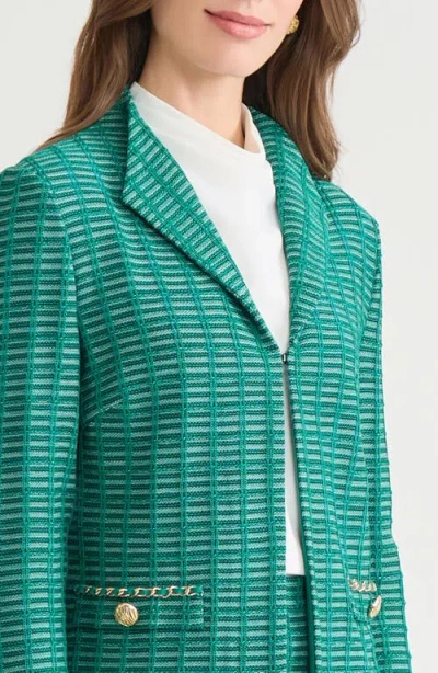 Ming Wang Heritage Chain Trim Ottoman Knit Jacket In Green
