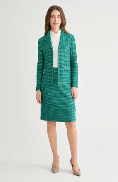 Ming Wang Heritage Chain Trim Ottoman Knit Jacket In Green