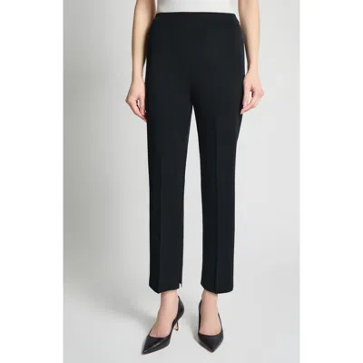 Ming Wang Knit Straight-leg Ankle Pants In Black