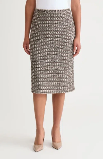 Ming Wang A-line Tweed Knit Skirt In Multi