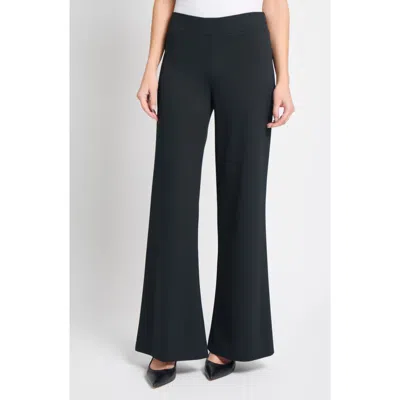 Ming Wang Stretch Deco Crepe Wide-leg Pants In Black