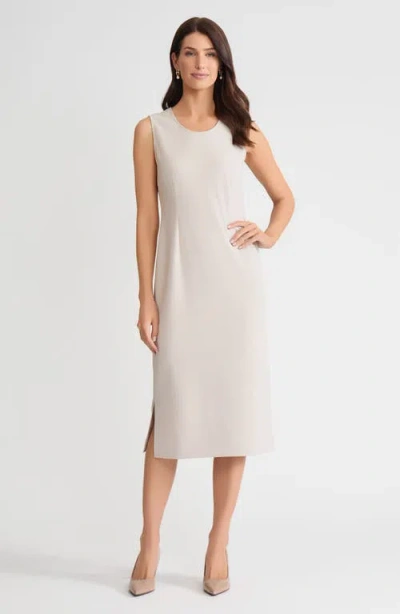 Ming Wang Stretch Deco Crepe Sheath Midi Dress In Gray