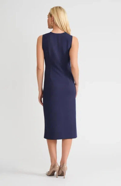 Ming Wang Stretch Deco Crepe Sheath Midi Dress In Purple