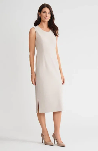 Ming Wang Stretch Deco Crepe Sheath Midi Dress In Gray