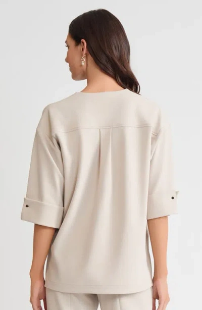 Ming Wang Heritage Tonal Stretch Deco Crepe Jacket In Gray