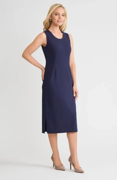 Ming Wang Stretch Deco Crepe Sheath Midi Dress In Purple