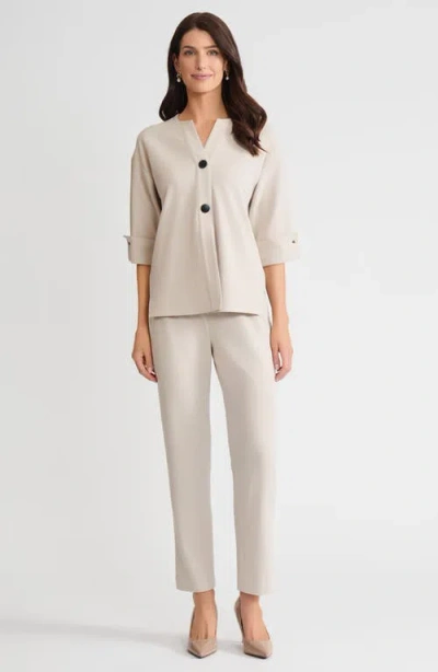 Ming Wang Heritage Tonal Stretch Deco Crepe Jacket In Gray