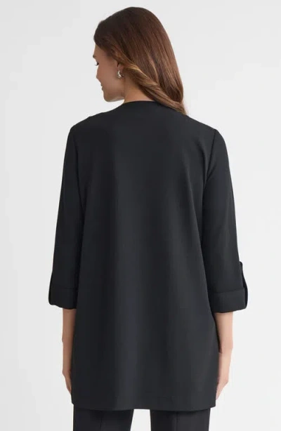 Ming Wang Heritage Lightweight Stretch Deco Crepe Wing Collar Jacket In Black