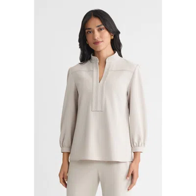 Ming Wang Stretch Deco Crepe Balloon Sleeve Blouse In Neutral