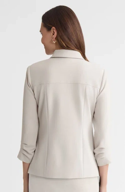 Ming Wang Heritage Stretch Deco Crepe Scrunch Sleeve Jacket In Neutral