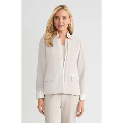 Ming Wang Tailored Two-toned Stretch Deco Crepe Blazer In Neutral