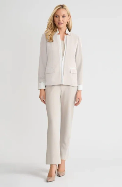 Ming Wang Tailored Two-toned Stretch Deco Crepe Blazer In Neutral
