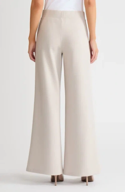 Ming Wang Stretch Deco Crepe Wide-leg Pants In Neutral