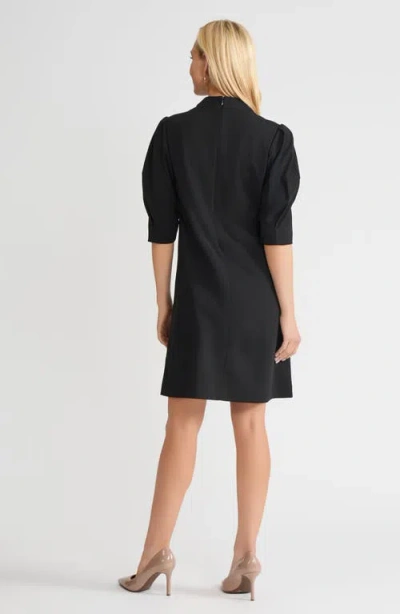 Ming Wang A-line Stretch Deco Crepe Knee Length Dress In Black