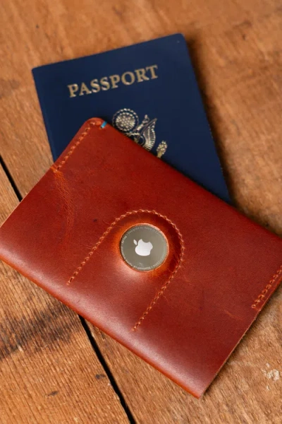 Bluebonnet The Companion Passport Holder With Airtag Pocket In Brown
