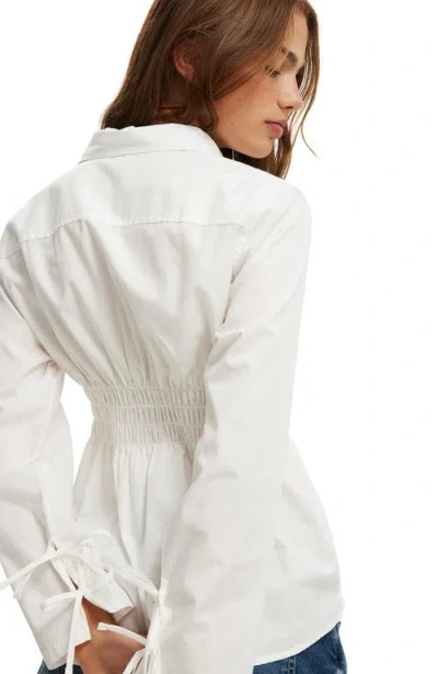 Cotton On Gathered Long Sleeve Shirt In White