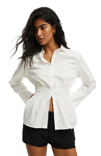 Cotton On Gathered Long Sleeve Shirt In White