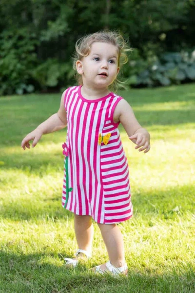 Florence Eiseman Stripe Knit Dress With Flower In Multi