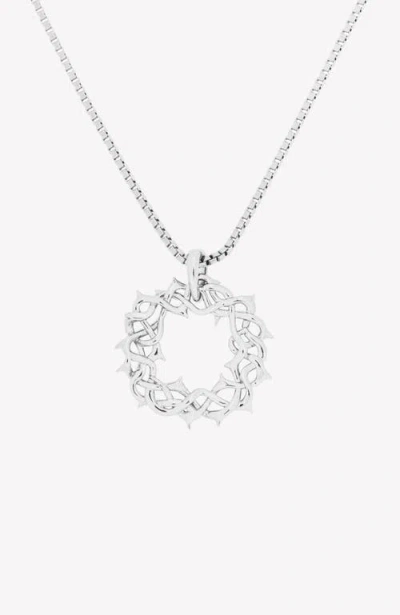 Rizen Jewelry Crown Of Thorns Large Pendant Necklace In Silver
