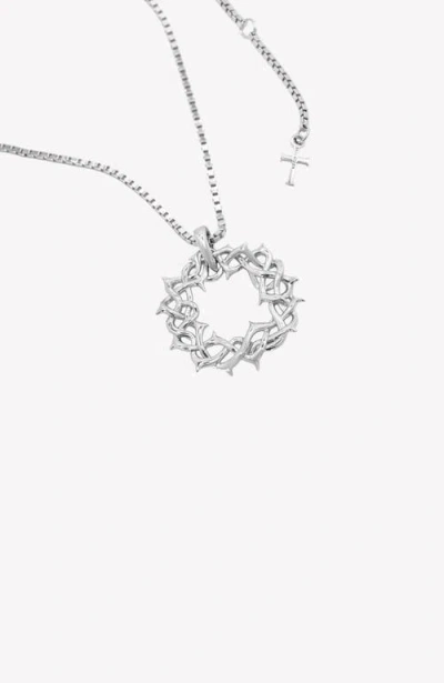 Rizen Jewelry Crown Of Thorns Large Pendant Necklace In Silver