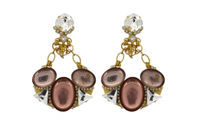 Vickisarge Women's Neutrals / Gold / Pink Glow Earrings - Clip In Multi