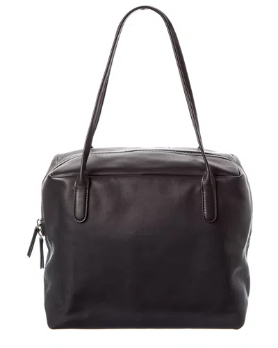 The Row Henri Leather Tote In Black