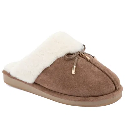 Nautica Faux-fur-lined Slipper In Brown