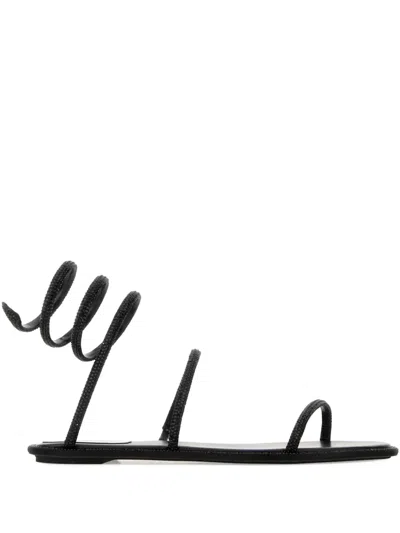 René Caovilla Rene Caovilla Embellished Satin Cleo Sandals In Black