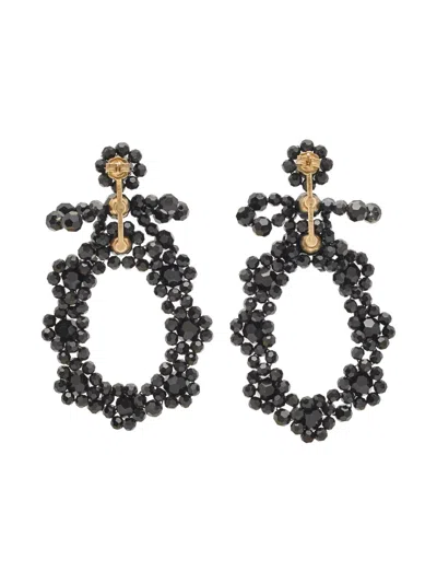 Pre-owned Simone Rocha Beads Drop Earrings In Black