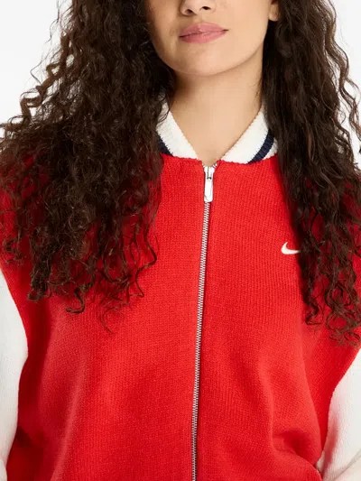 Nike Number Zip-up Cardigan In Red