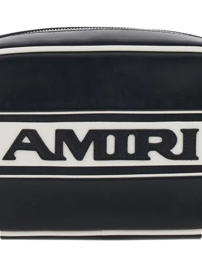 Amiri Striped Logo Shoulder Bag In Black