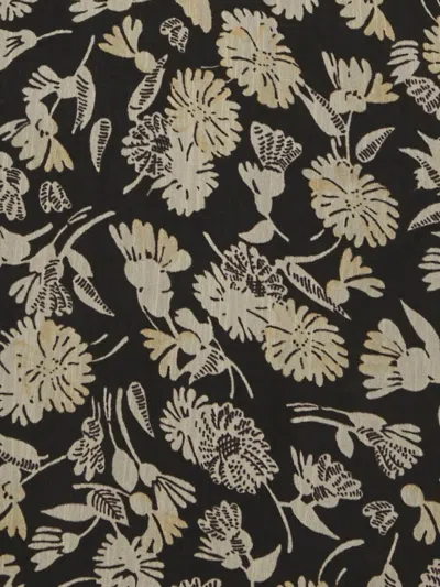 Pre-owned Polo Ralph Lauren Vintage Floral-print One-shoulder Blouse In Black