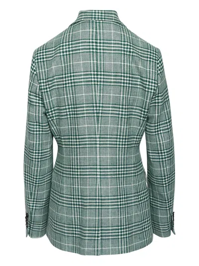 格纹纽扣西装夹克