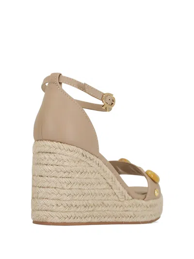 Gianvito Rossi 70mm Embellished Leather Espadrille Wedge Sandals In Neutral
