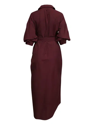 Brochu Walker Kate Barlo Tie-waist Buttoned Dress In Burgundy