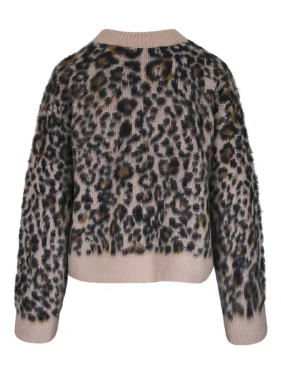 Nili Lotan Zamira Leopard-jacquard Cashmere And Silk-blend Sweater In Brown