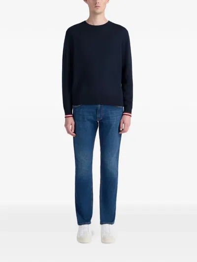 Bally Crew-neck Trim Sweater In Blue
