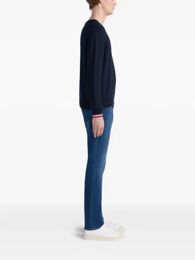 Bally Crew-neck Trim Sweater In Blue