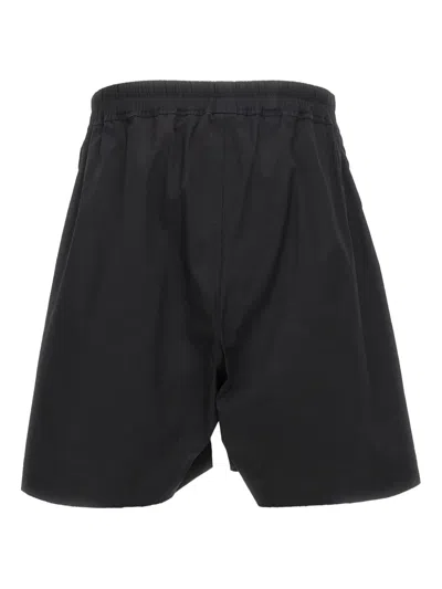 Rick Owens Drawstring Split Cotton Shorts In Black
