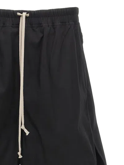 Rick Owens Drawstring Split Cotton Shorts In Black