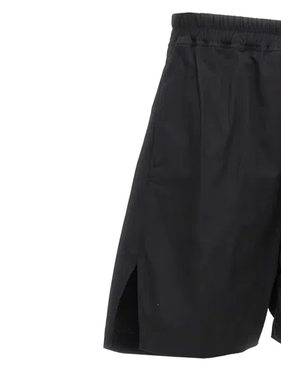 Rick Owens Drawstring Split Cotton Shorts In Black