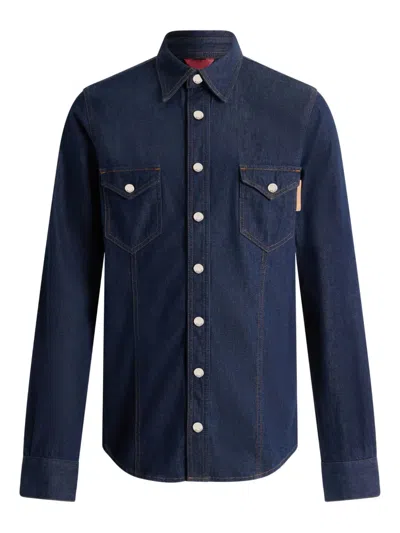 Bally Chest Pocket Denim Shirt In Blue