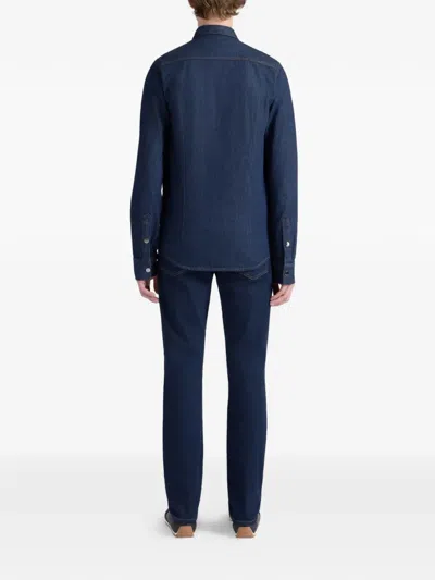 Bally Chest Pocket Denim Shirt In Blue