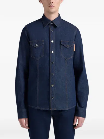 Bally Chest Pocket Denim Shirt In Blue