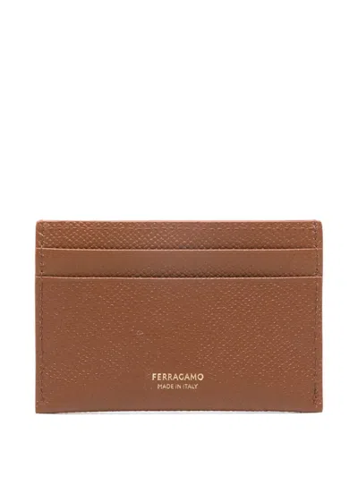 Ferragamo Logo-detail Card Holder In Brown