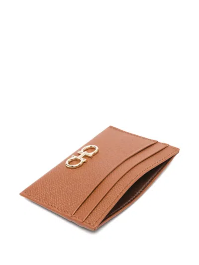 Ferragamo Logo-detail Card Holder In Brown